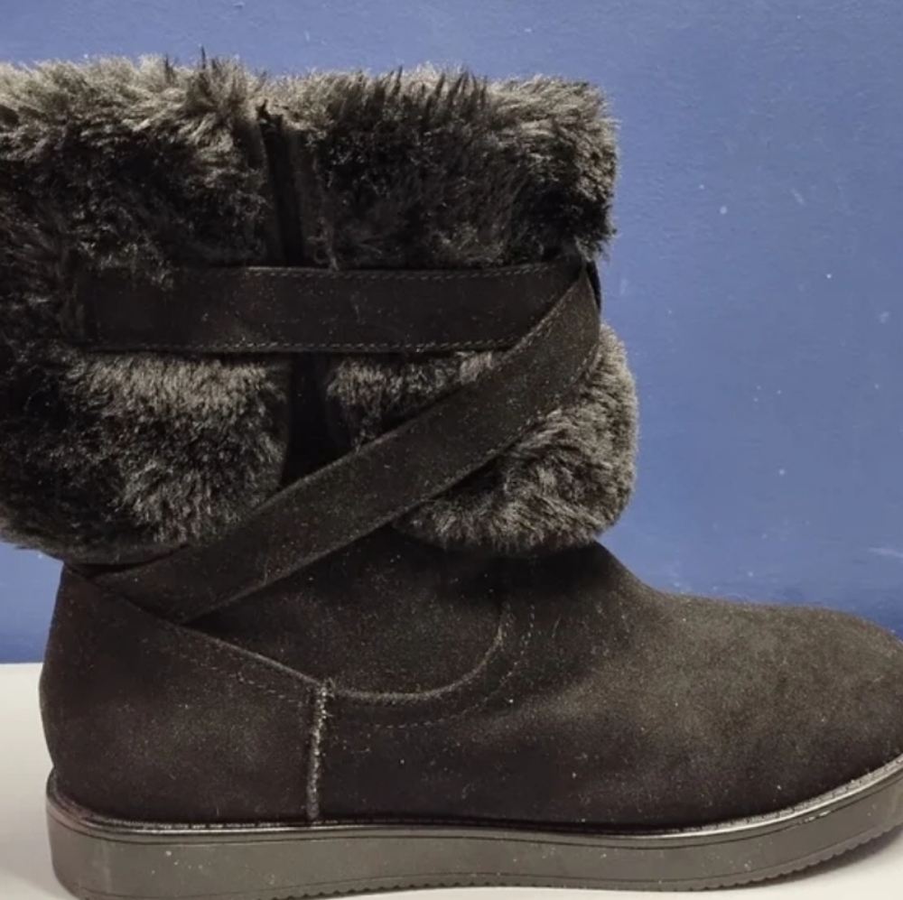 G by Guess Black Fur-Trimmed Combat Boots